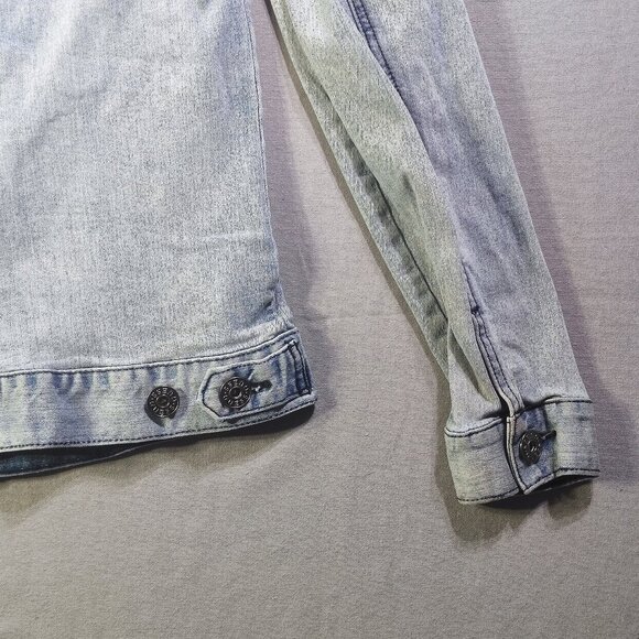 Guess Harold Hooded Denim Jacket youth size M hard washed blue - Picture 10 of 15